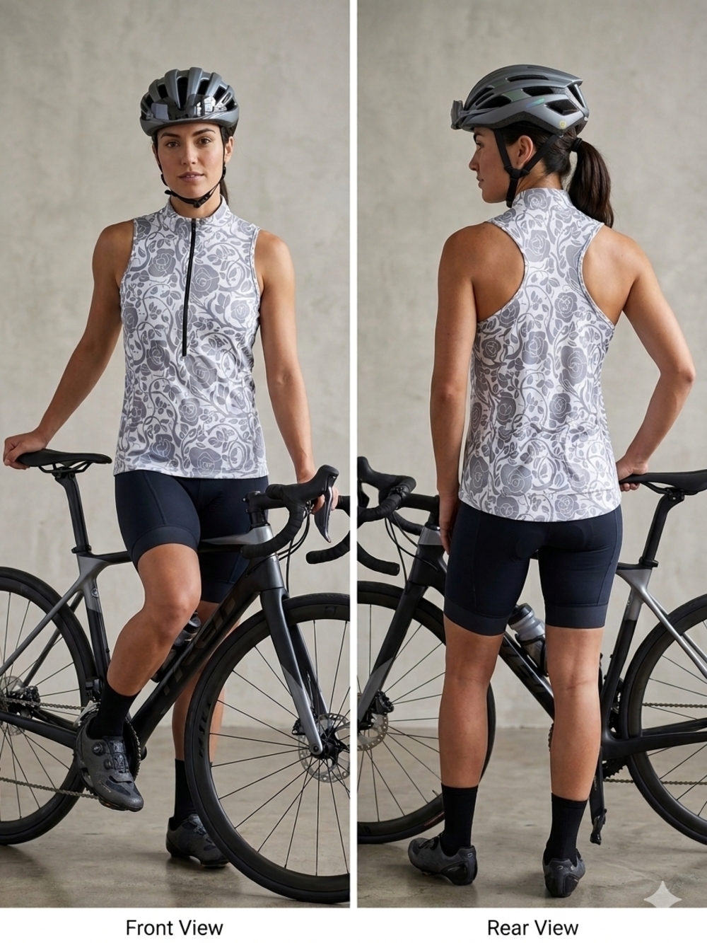 Terry Bicycles Sleeveless Cycling Jersey | Grey Rose Floral Print | Large